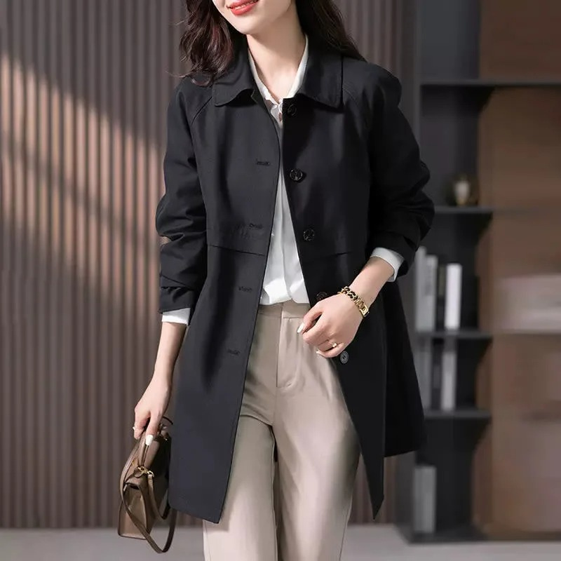Trench Clásico Abotonado para Mujer