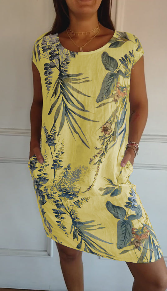 Vestido Casual de Verano con Estampado de Hojas para Mujer