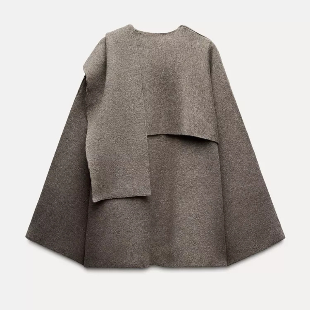 Abrigo estilo capa drapeado para mujer