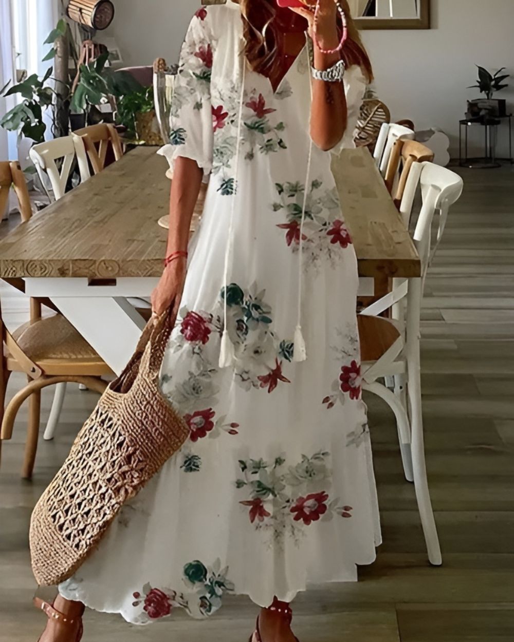 Vestido Cruzado con Estampado Bohemio para Mujer