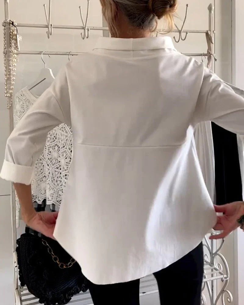 Top casual con cuello barco y manga 3/4 para mujer