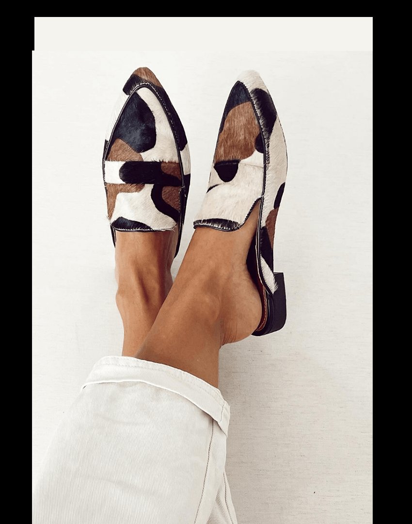 Mocasines Slip-On con Estampado Animal y Textura de Pelo para Mujer