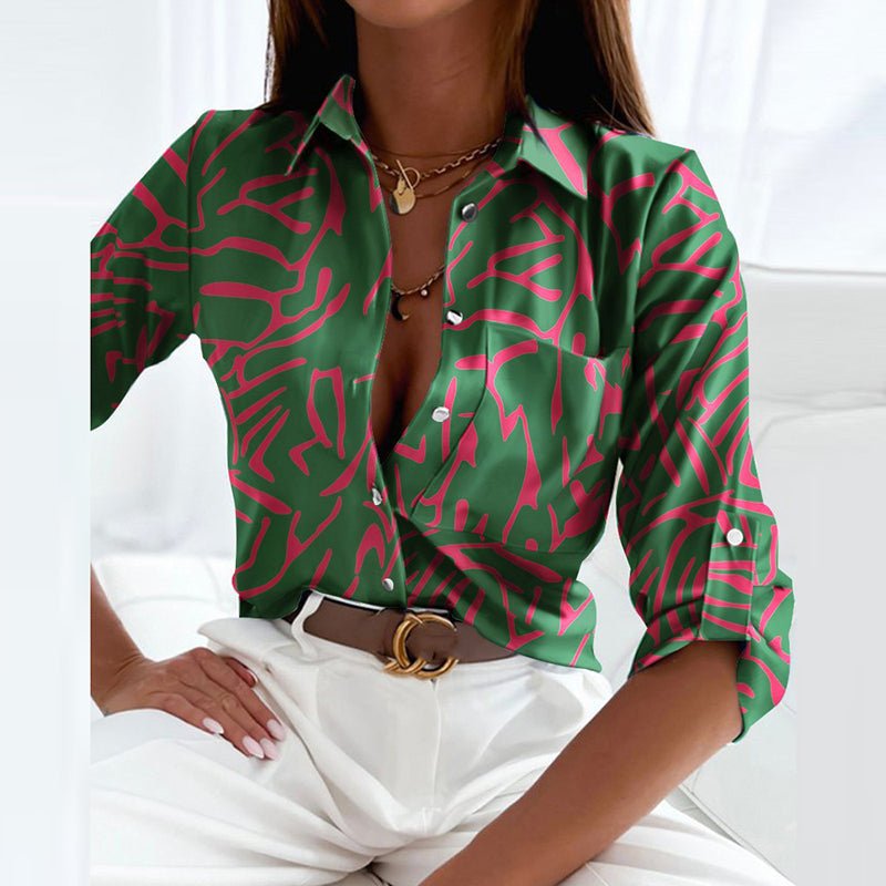 Blusa de Poliéster con Cuello en Punta para Mujer