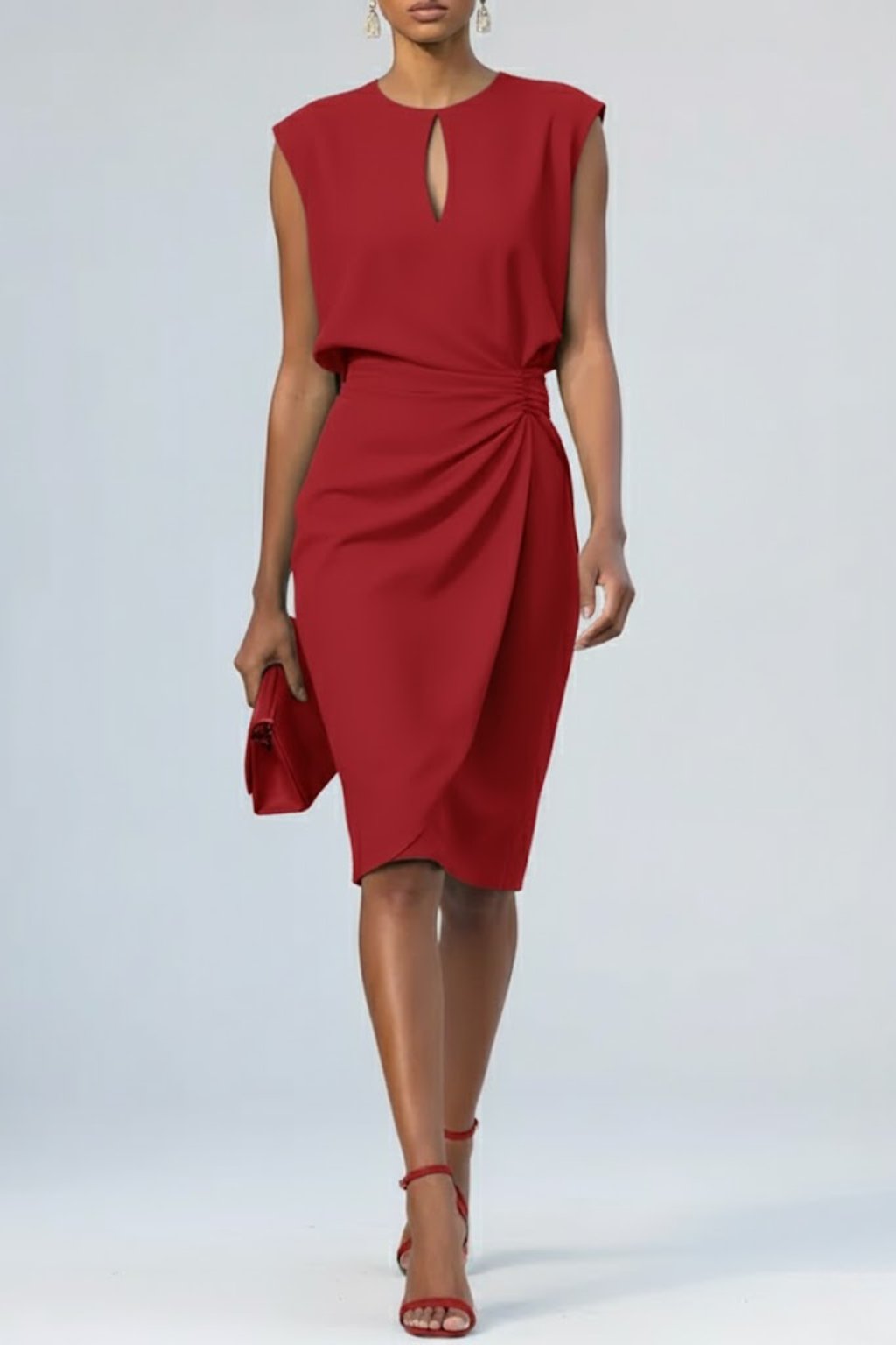 Vestido midi para mujer con escote gota y volantes