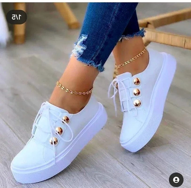 Zapatillas ortopédicas de plataforma con cordones y punta redonda para mujer