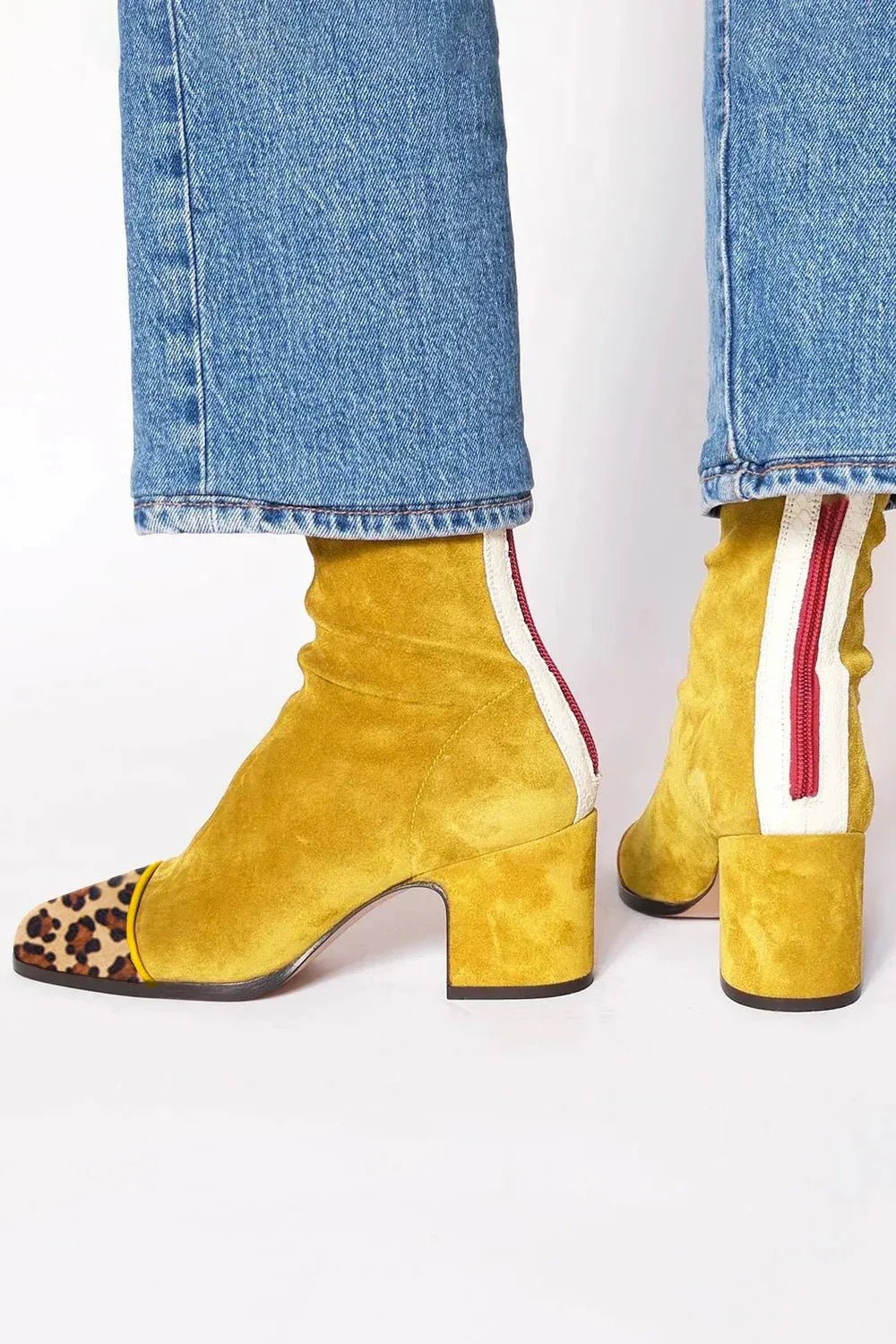 Botas hasta la Rodilla de Gamuza con Punta Cuadrada y Tacón Bloque para Mujer