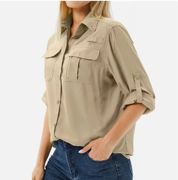 Camisa de Senderismo Manga Larga con Protección Solar UPF 50 para Mujer