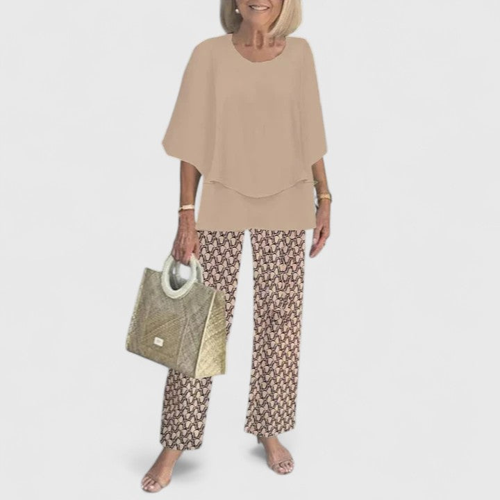 Conjunto de Dos Piezas de Top y Pantalón Estampado para Mujer