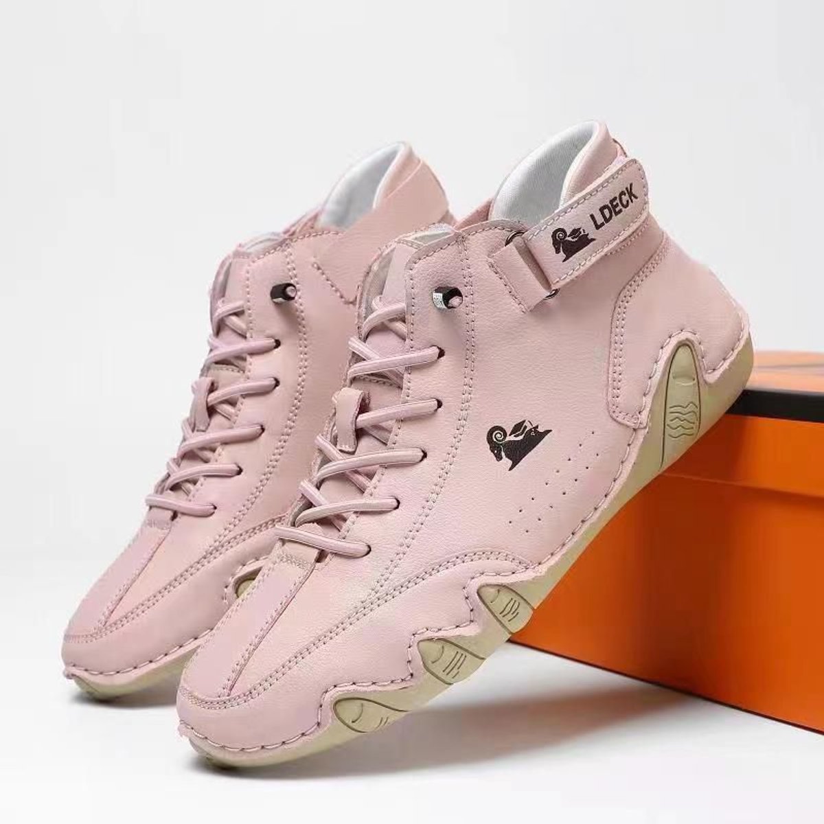 Botines casuales de cuero con cordones para caminar para hombre