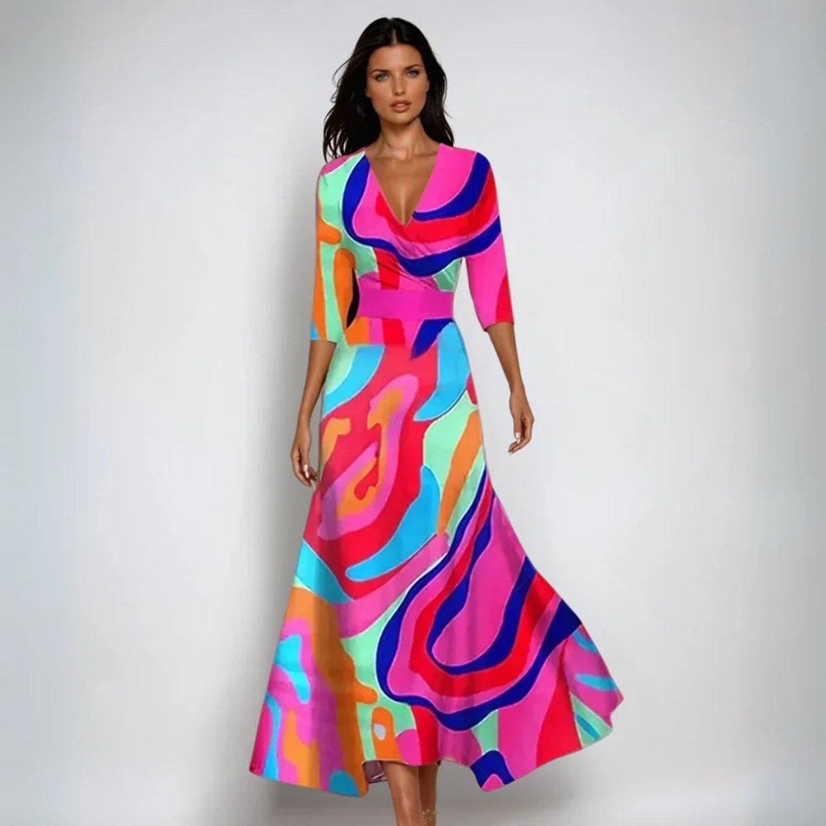 Vestido maxi cruzado con estampado floral para la madre de la novia