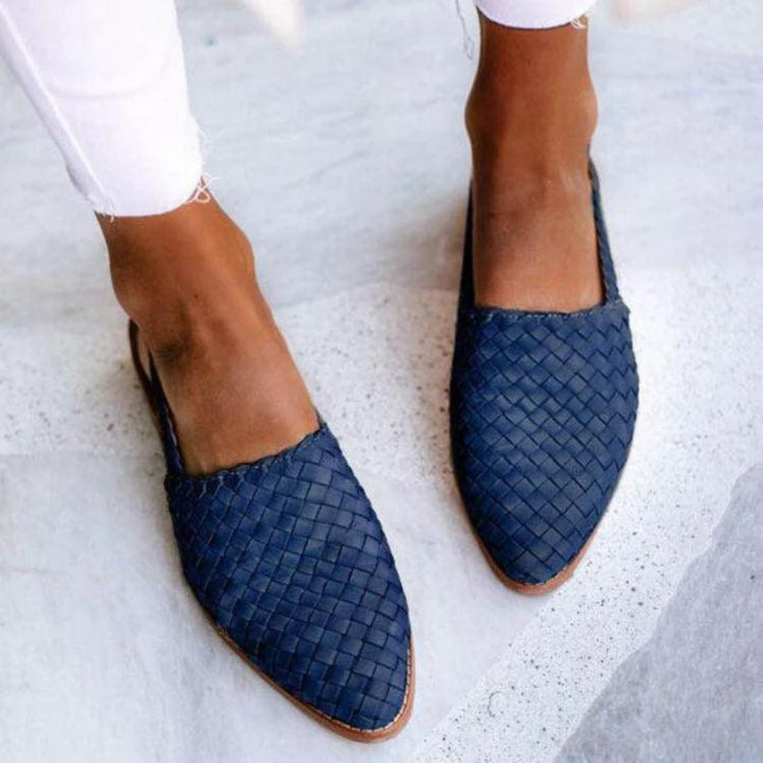 Mocasines Planos Destalonados con Diseño Tejido para Mujer