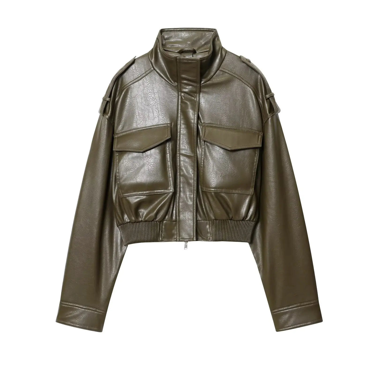 Chaqueta biker con cierre frontal para mujer