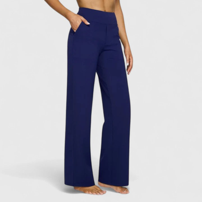 Pantalones casuales de tiro alto y corte ancho para mujer