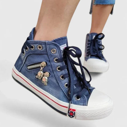 Zapatillas de lona denim de caña alta para mujer