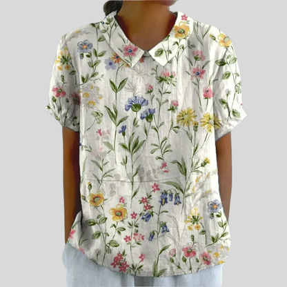 Top Casual con Cuello y Estampado Floral para Mujer