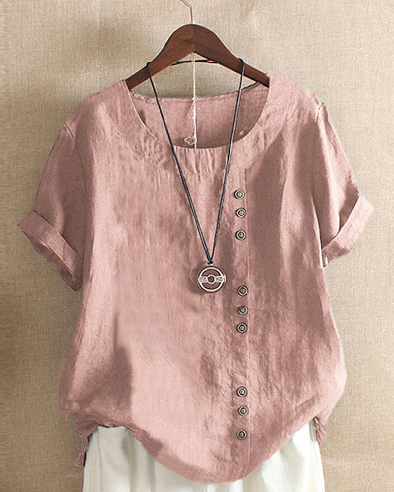 Blusa casual de verano con botones para mujer