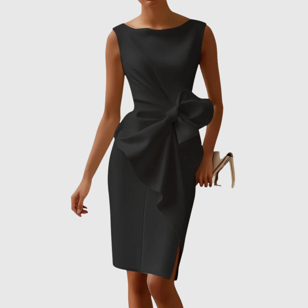 Vestido midi sofisticado con detalle de lazo para mujer