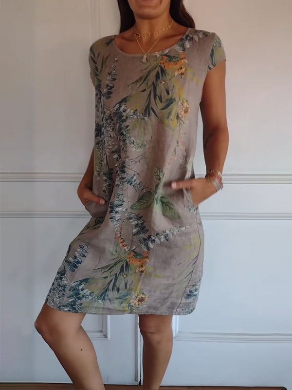 Vestido Casual de Verano con Estampado de Hojas para Mujer