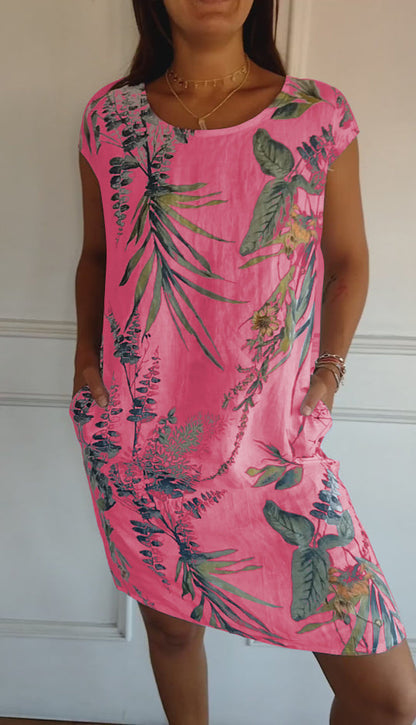 Vestido Casual de Verano con Estampado de Hojas para Mujer