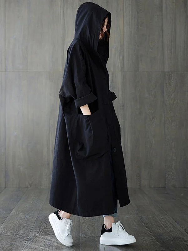 Abrigo Oversize con Capucha y Bolsillos