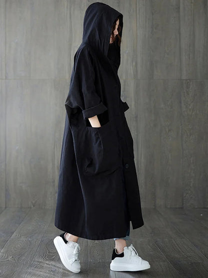 Abrigo Oversize con Capucha y Bolsillos