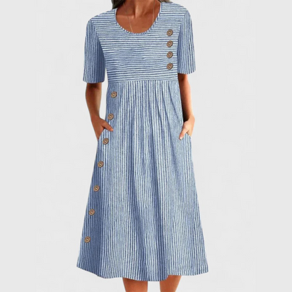 Vestido de manga corta con detalle de botones para mujer
