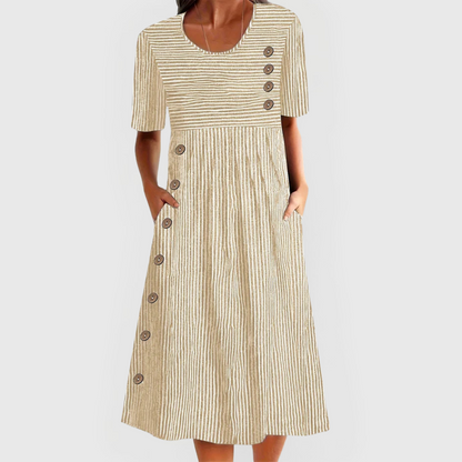 Vestido de manga corta con detalle de botones para mujer