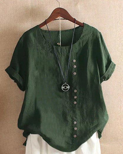 Blusa casual de verano con botones para mujer