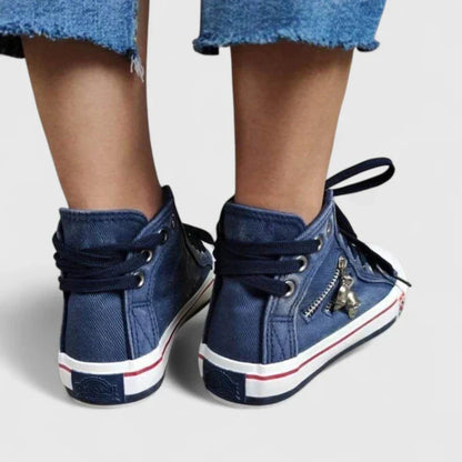 Zapatillas de lona denim de caña alta para mujer