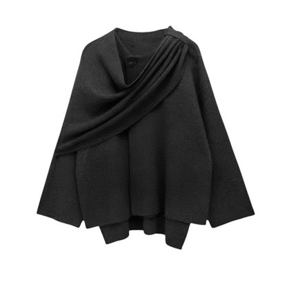 Abrigo estilo capa drapeado para mujer