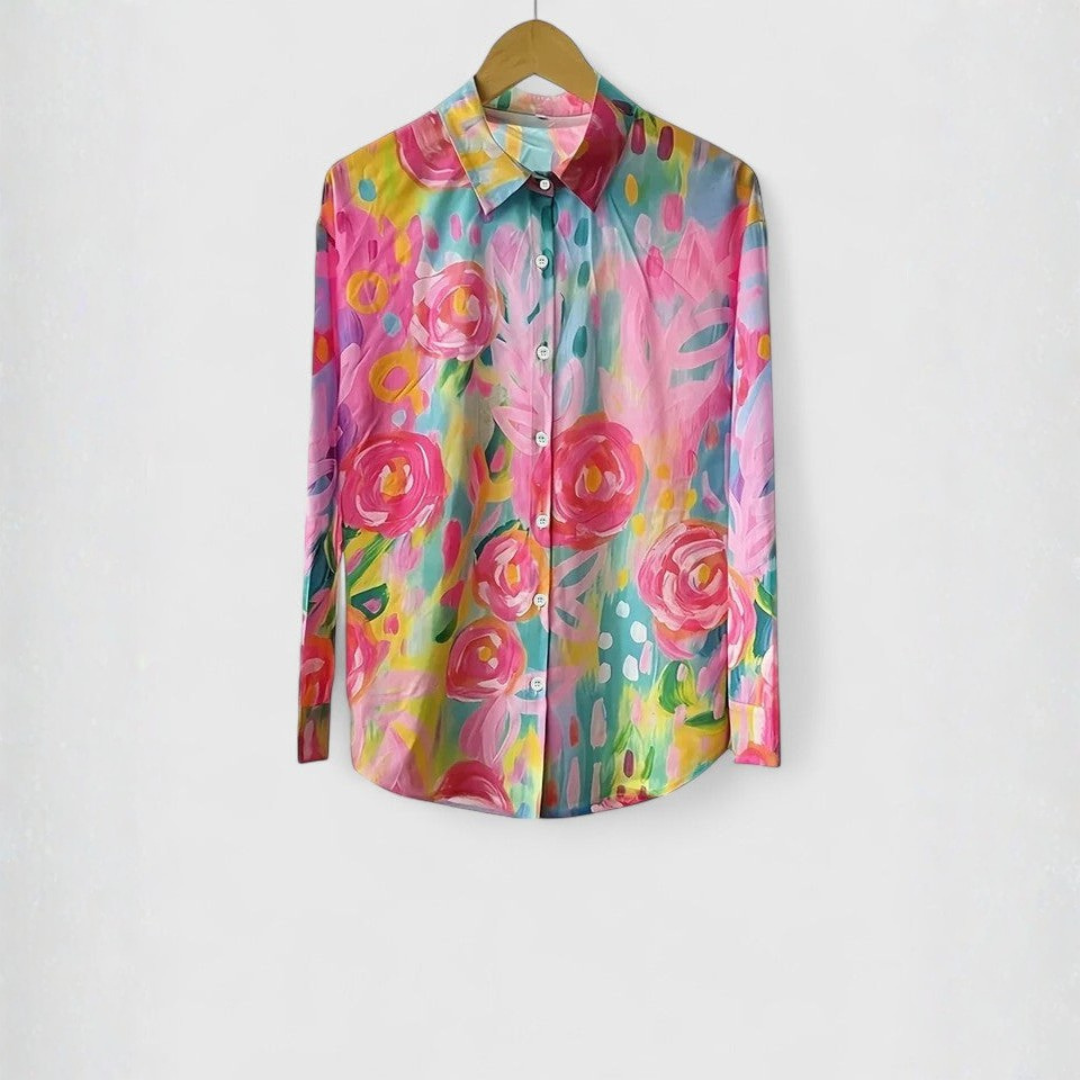 Camisa Abotonada con Estampado Floral Multicolor para Mujer