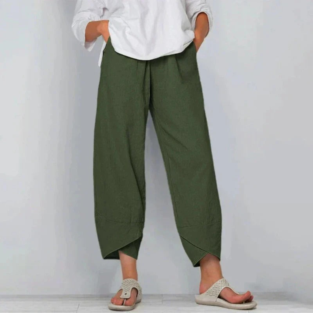 Pantalón Casual Cropped de Pierna Ancha para Mujer
