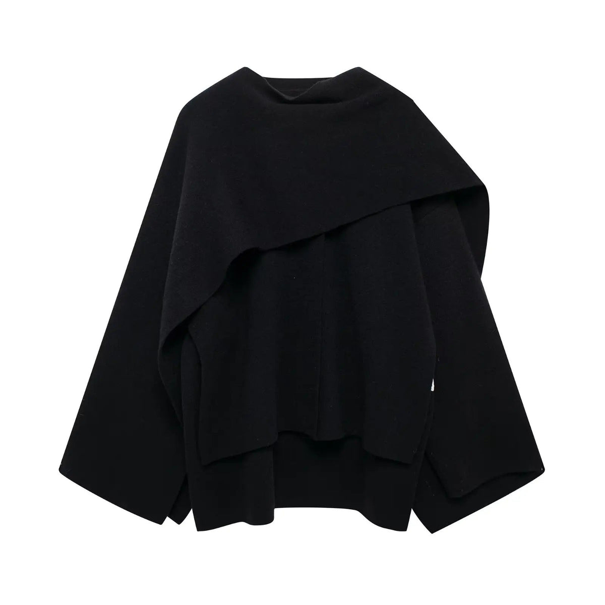 Abrigo estilo capa drapeado para mujer