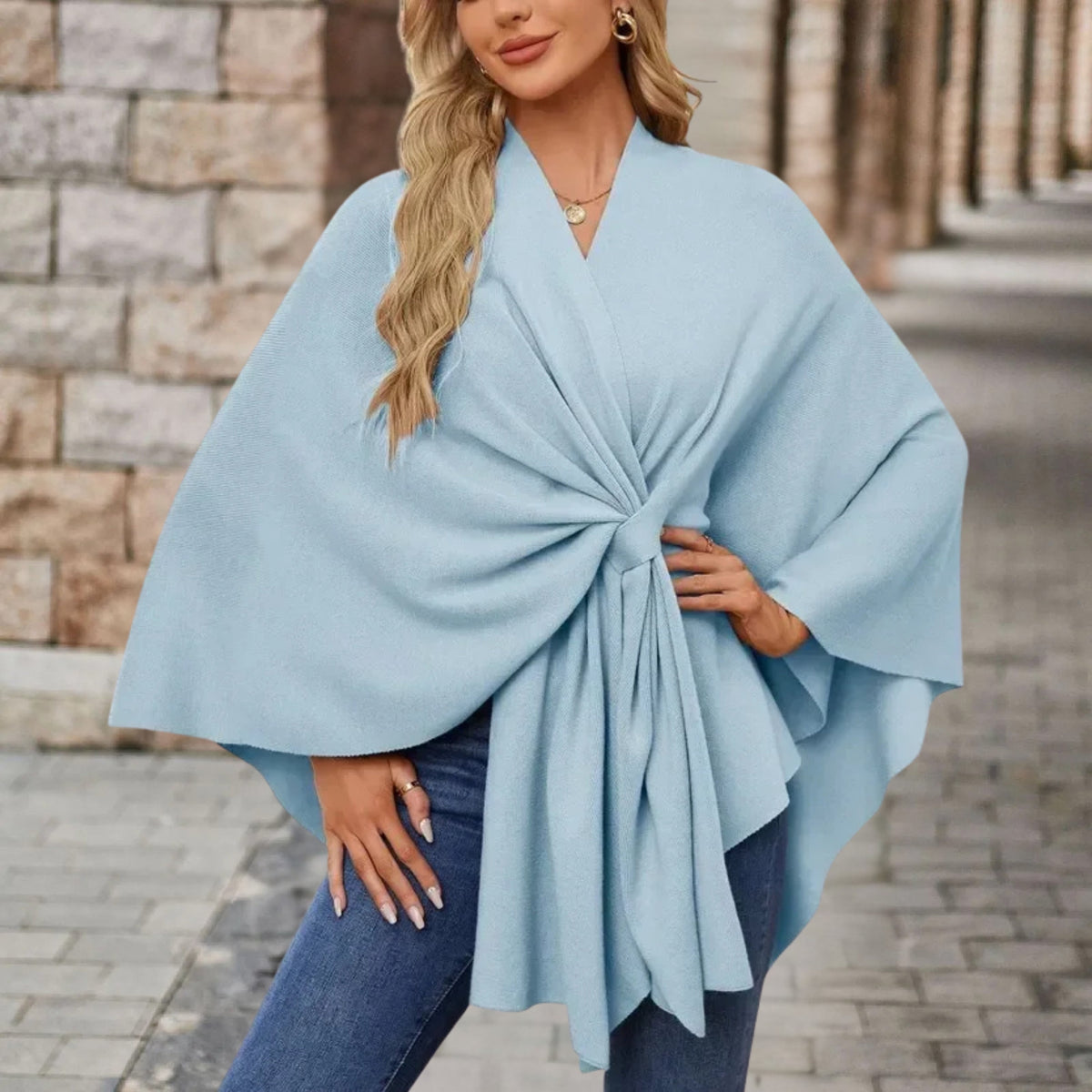 Top fluido drapeado con nudo para mujer