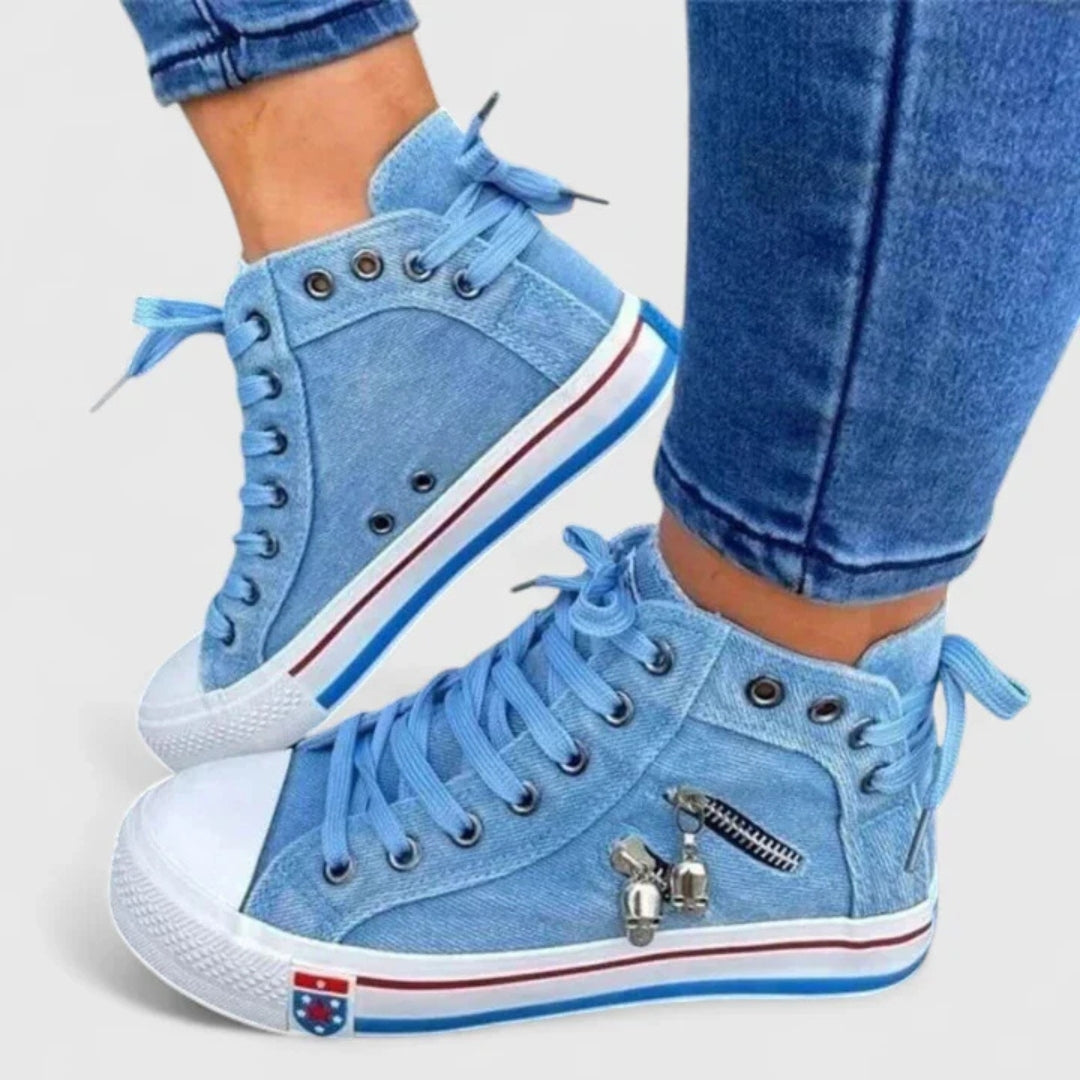 Zapatillas de lona denim de caña alta para mujer
