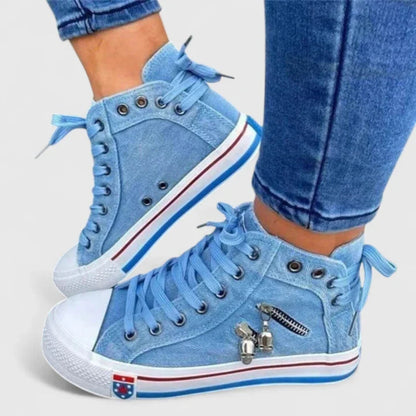 Zapatillas de lona denim de caña alta para mujer