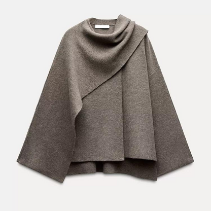 Abrigo estilo capa drapeado para mujer