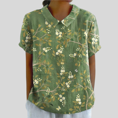 Top Casual con Cuello y Estampado Floral para Mujer