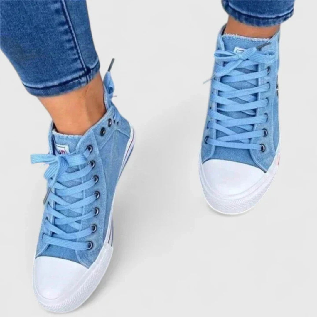 Zapatillas de lona denim de caña alta para mujer