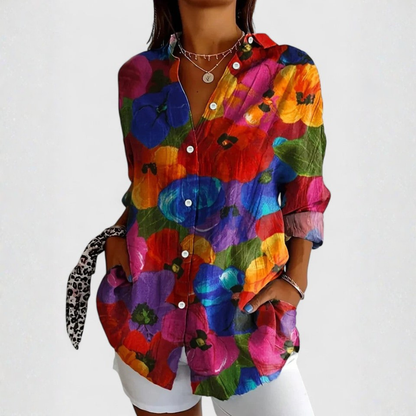 Camisa Abotonada con Estampado Floral Multicolor para Mujer