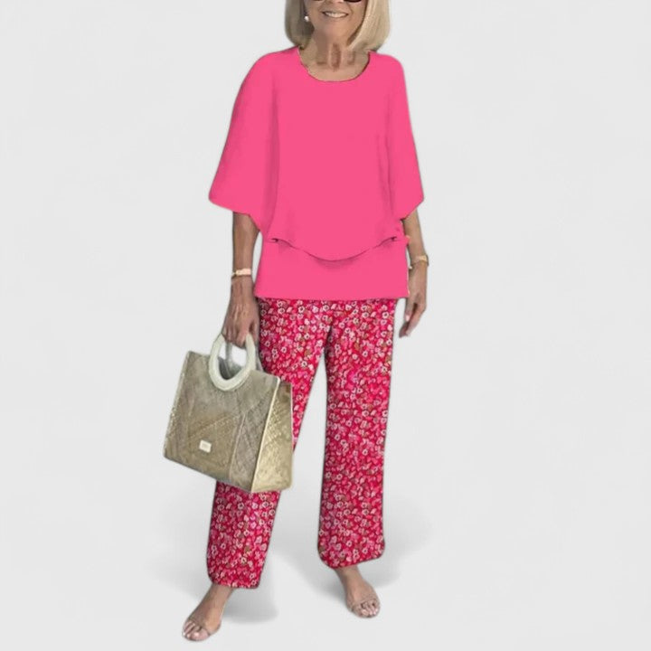 Conjunto de Dos Piezas de Top y Pantalón Estampado para Mujer