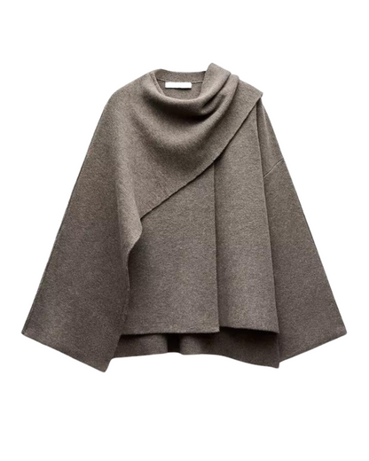 Abrigo estilo capa drapeado para mujer