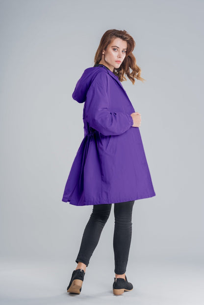 Abrigo Largo con Capucha y Botones Frontales para Mujer