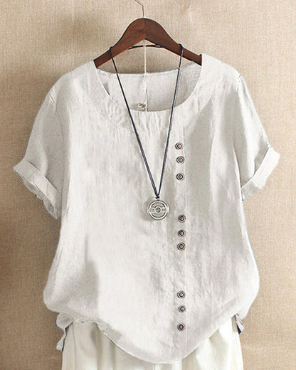 Blusa casual de verano con botones para mujer