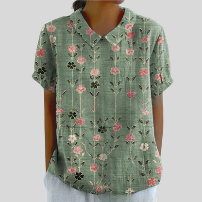 Top Casual con Cuello y Estampado Floral para Mujer