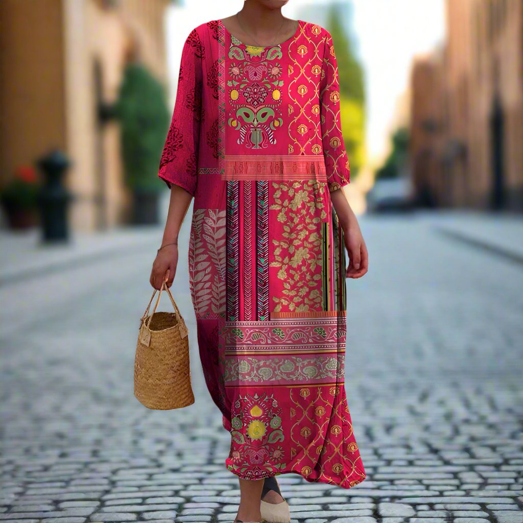 Vestido Maxi Veraniego Bohemio Étnico para Mujer