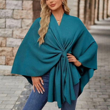 Top fluido drapeado con nudo para mujer