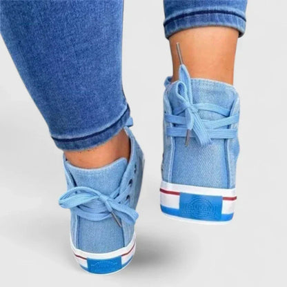 Zapatillas de lona denim de caña alta para mujer