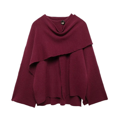 Abrigo estilo capa drapeado para mujer