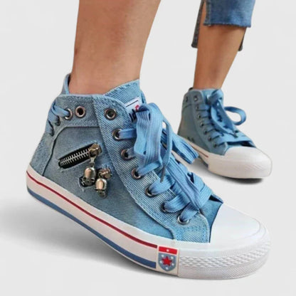 Zapatillas de lona denim de caña alta para mujer